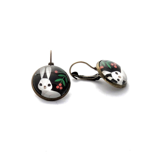 Postage Stamp Earrings - 2023 USA Winter Woodland Animals (Rabbit)