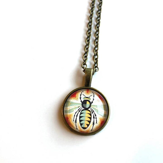 Postage Stamp Necklace - 1963 Romania Honey Bee