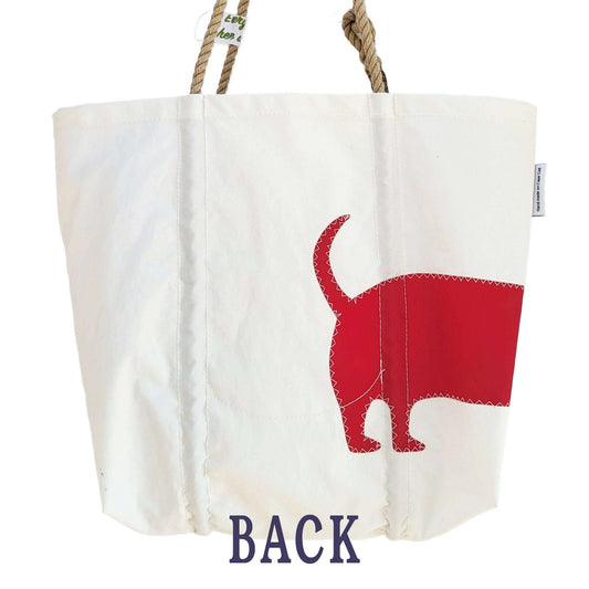 Sailcloth Medium Tote Bag - Red Dachshund