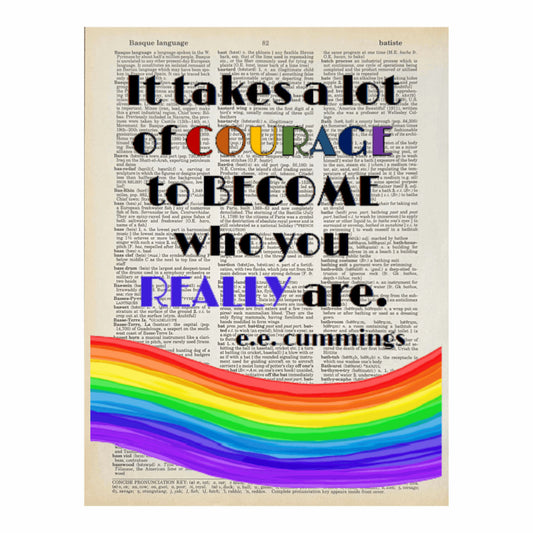 Vintage Book Page Print - Courage to Become Who You Really Are