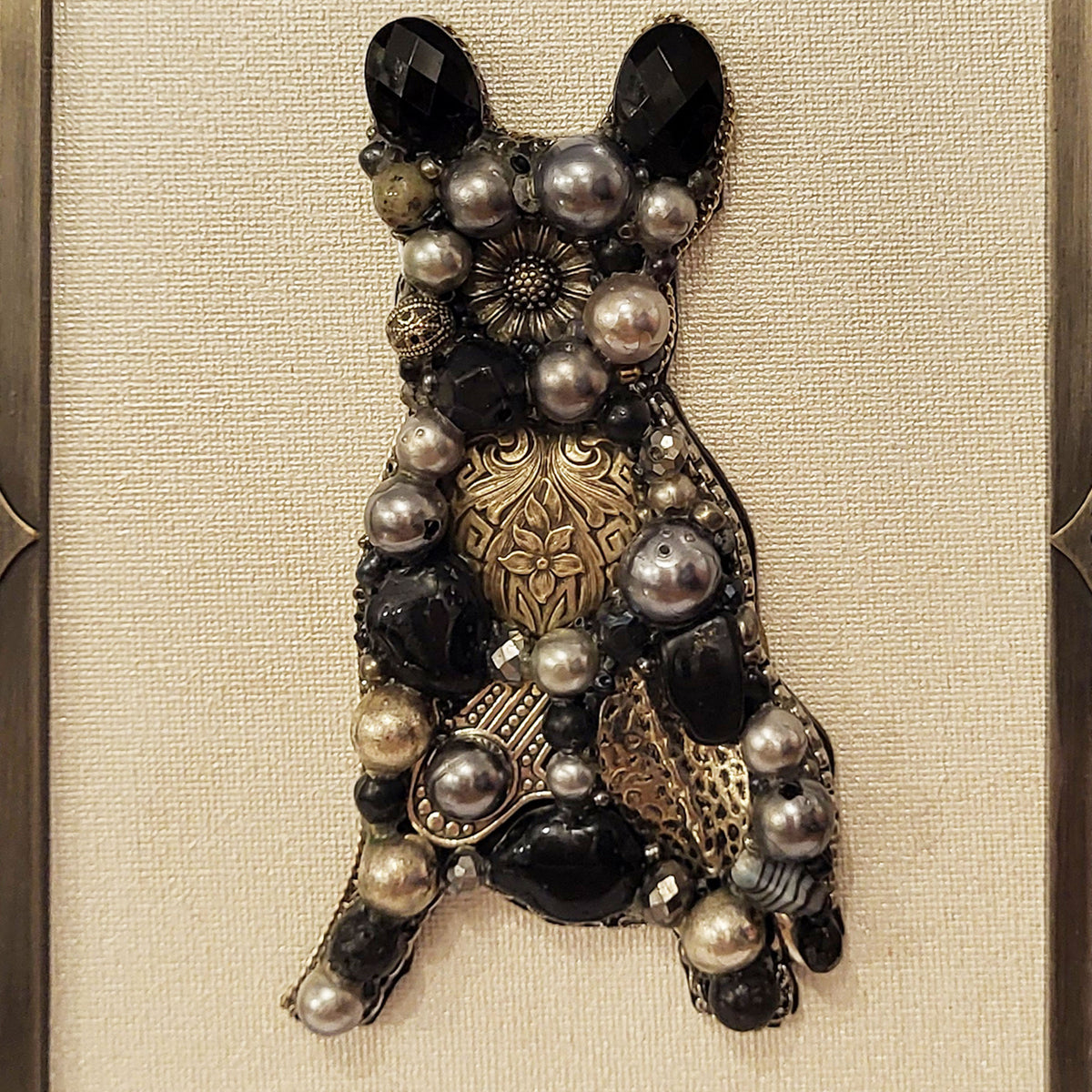 Jewelry Relief - Frenchie on Pewter Frame