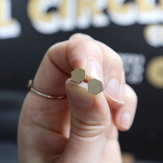Cymbal Stud Earrings - Hexagons