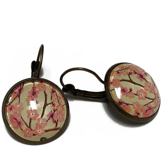Postage Stamp Earrings - 2014 Japan Cherry Blossom
