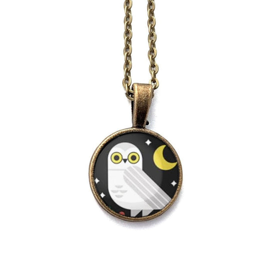 Postage Stamp Necklace - 2023 USA Winter Woodland Animals Owl