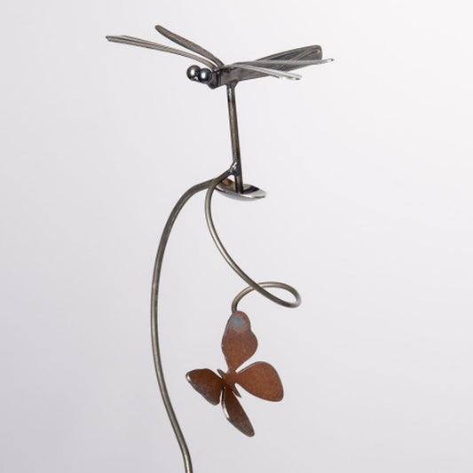 Flatware Garden Sculpture - Drunken Dragonfly