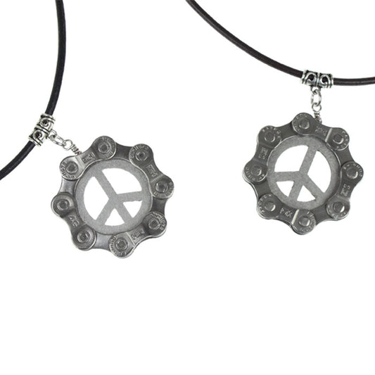 Bike Chain Peace Necklace
