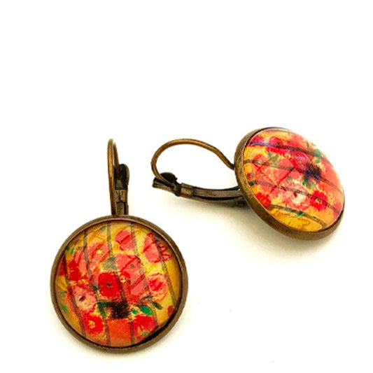 Postage Stamp Earrings - 2005 USA Flowers
