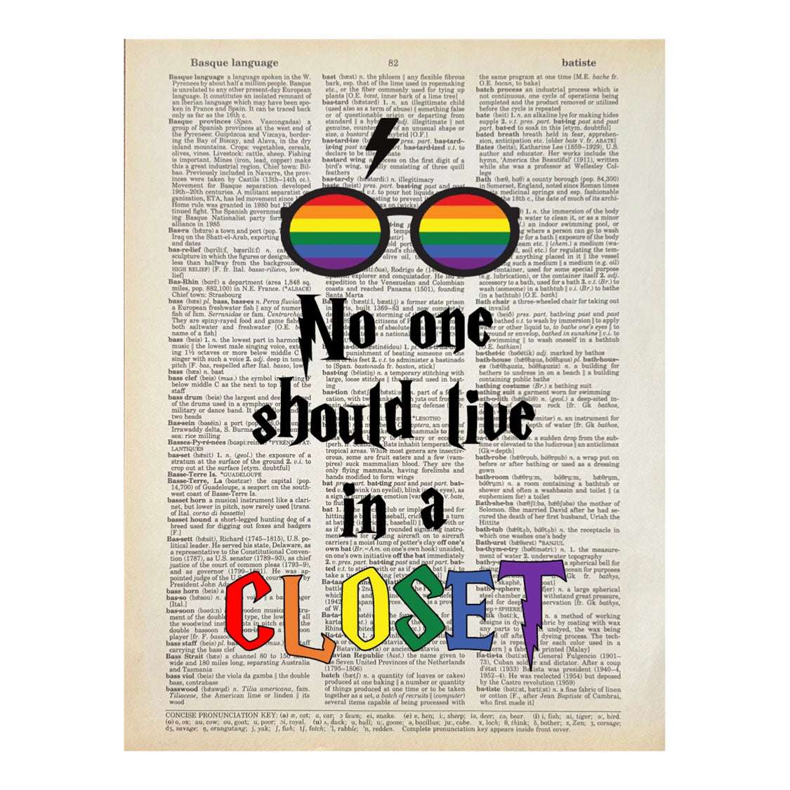 Vintage Book Page Print - No One Should Live in a Closet (70)