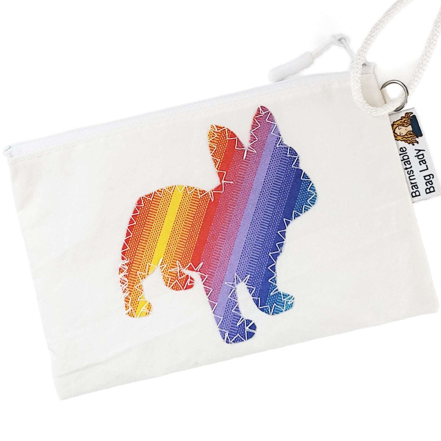 Sailcloth Wristlet - Frenchie Rainbow 1