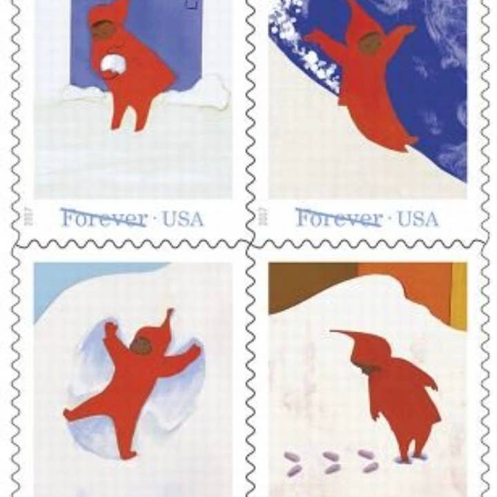 Postage Stamp Earrings - 2017 USA The Snowy Day (Sliding)