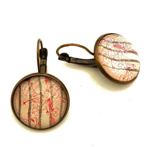 Postage Stamp Earrings - 1960 USA Cherry Blossom