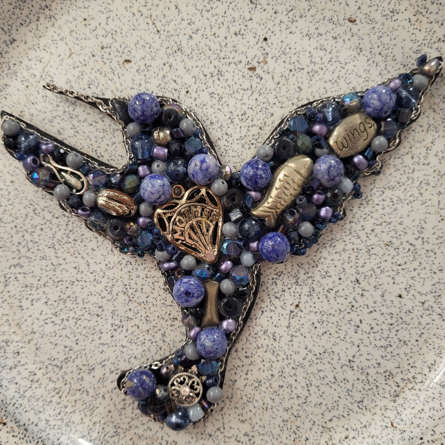 Jewelry Relief - Hummingbird on Enamelware