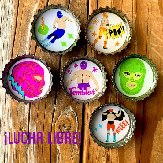Bottle Cap Magnets - Lucha Libre