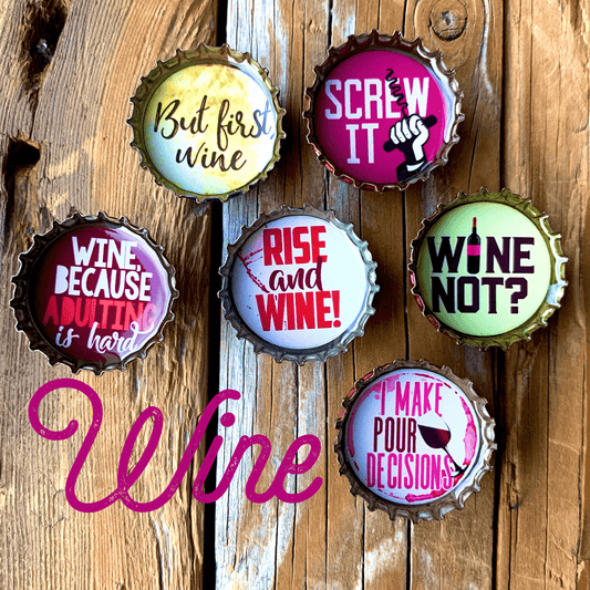 Bottle Cap Magnets - Wine
