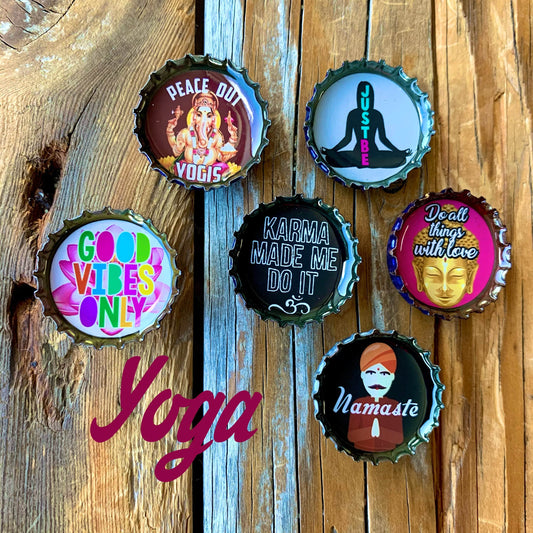 Bottle Cap Magnets - Yoga