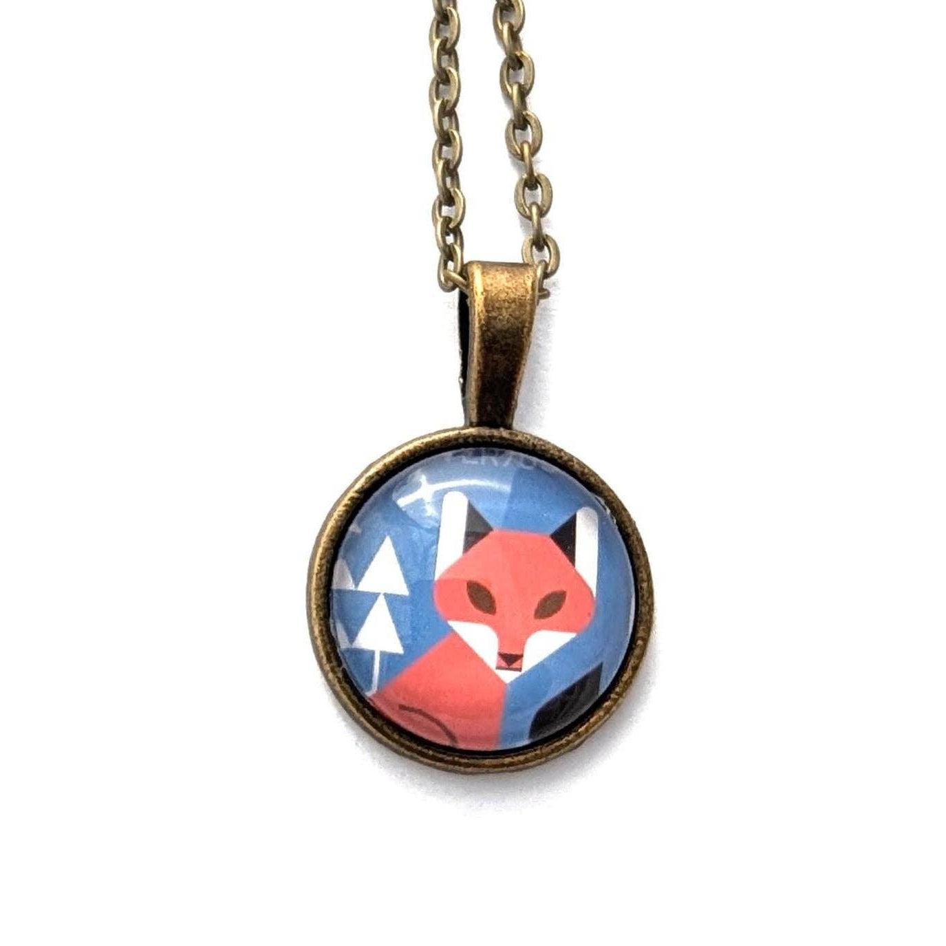 Postage Stamp Necklace - 2023 USA Winter Woodland Animals (Fox)