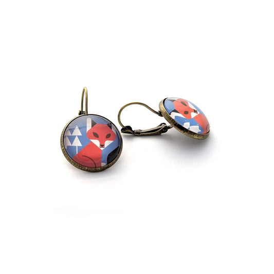 Postage Stamp Earrings - 2023 USA Winter Woodland Animals (Fox)
