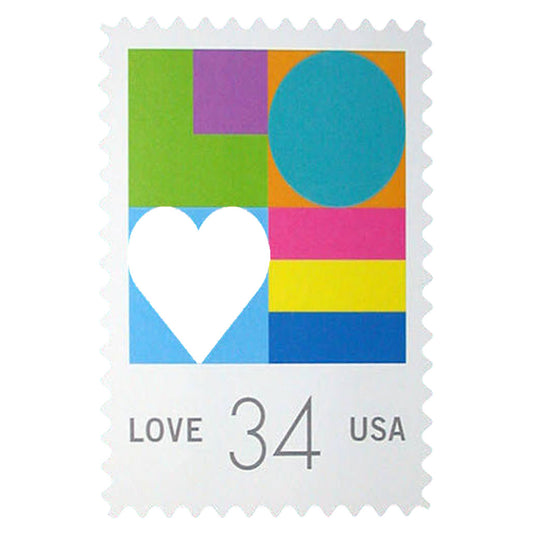 Postage Stamp Necklace - 2002 USA Multicolor Love