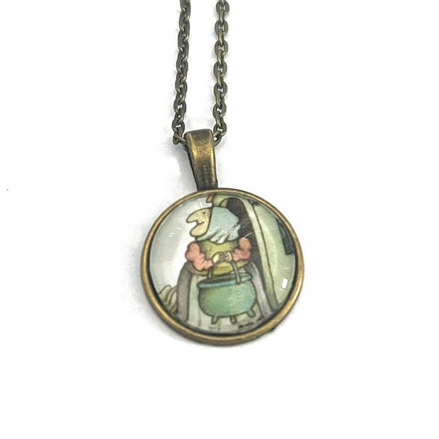 Postage Stamp Necklace - 2023 USA Tomie dePaola Strega Nona