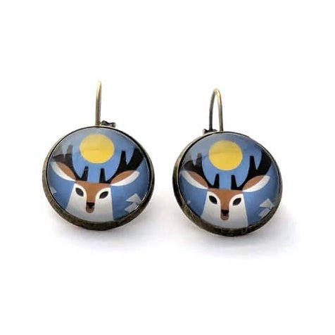 Postage Stamp Earrings -  2023 USA Winter Woodland Animals (Deer)