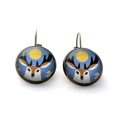 Postage Stamp Earrings -  2023 USA Winter Woodland Animals (Deer)