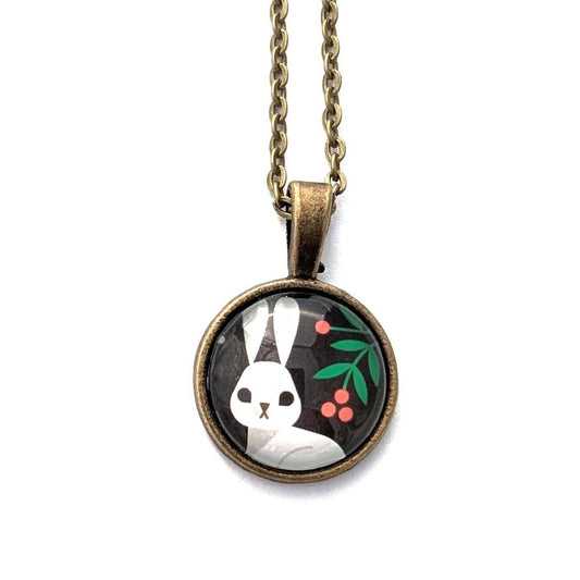 Postage Stamp Necklace - 2023 USA Winter Woodland Animals (Rabbit)