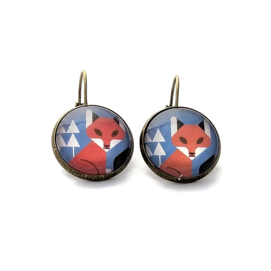 Postage Stamp Earrings - 2023 USA Winter Woodland Animals (Fox)