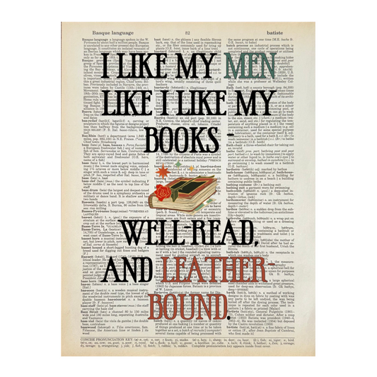 Vintage Book Page Print - I Like My Men Like...Books (076)