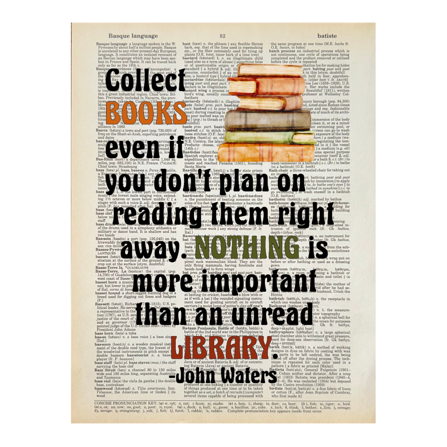 Vintage Book Page Print - Collect Books (074)