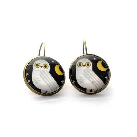 Postage Stamp Earrings -  2023 USA Winter Woodland Animals (Owl)