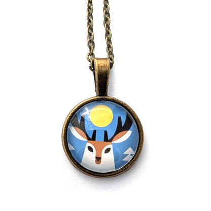 Postage Stamp Necklace - 2023 USA Winter Woodland Animals (Deer)