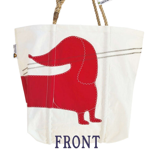Sailcloth Medium Tote Bag - Red Dachshund