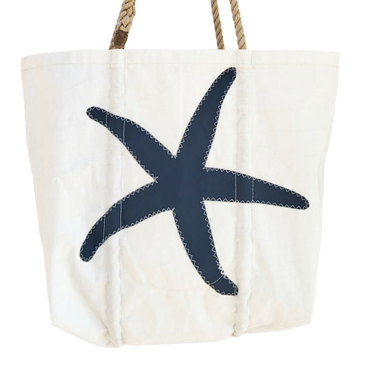 Sailcloth Medium Tote Bag - Navy Sea Star