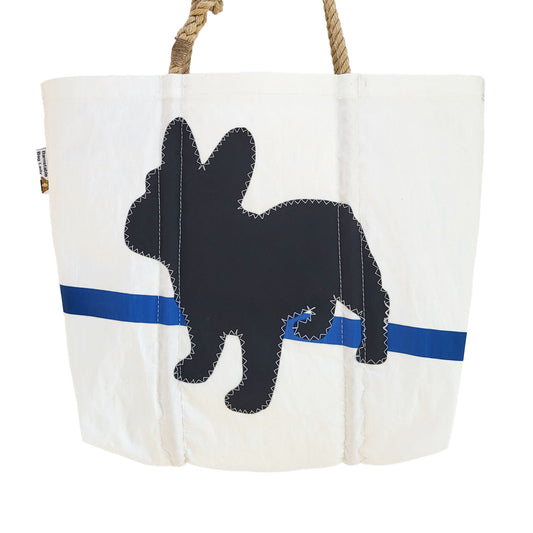 Sailcloth Medium Tote Bag - Black Frenchie