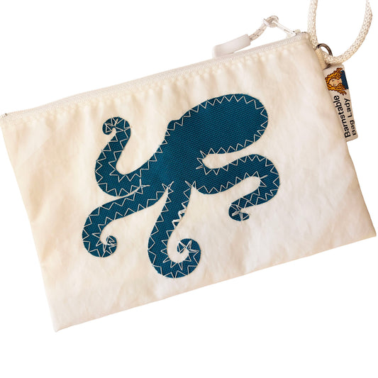 Sailcloth Wristlet - Teal Octopus