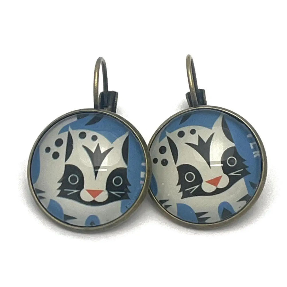 Postage Stamp Earrings - 1995 USA Baby Wild Animals Bobcat