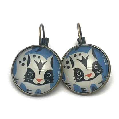 Postage Stamp Earrings - 1995 USA Baby Wild Animals Bobcat