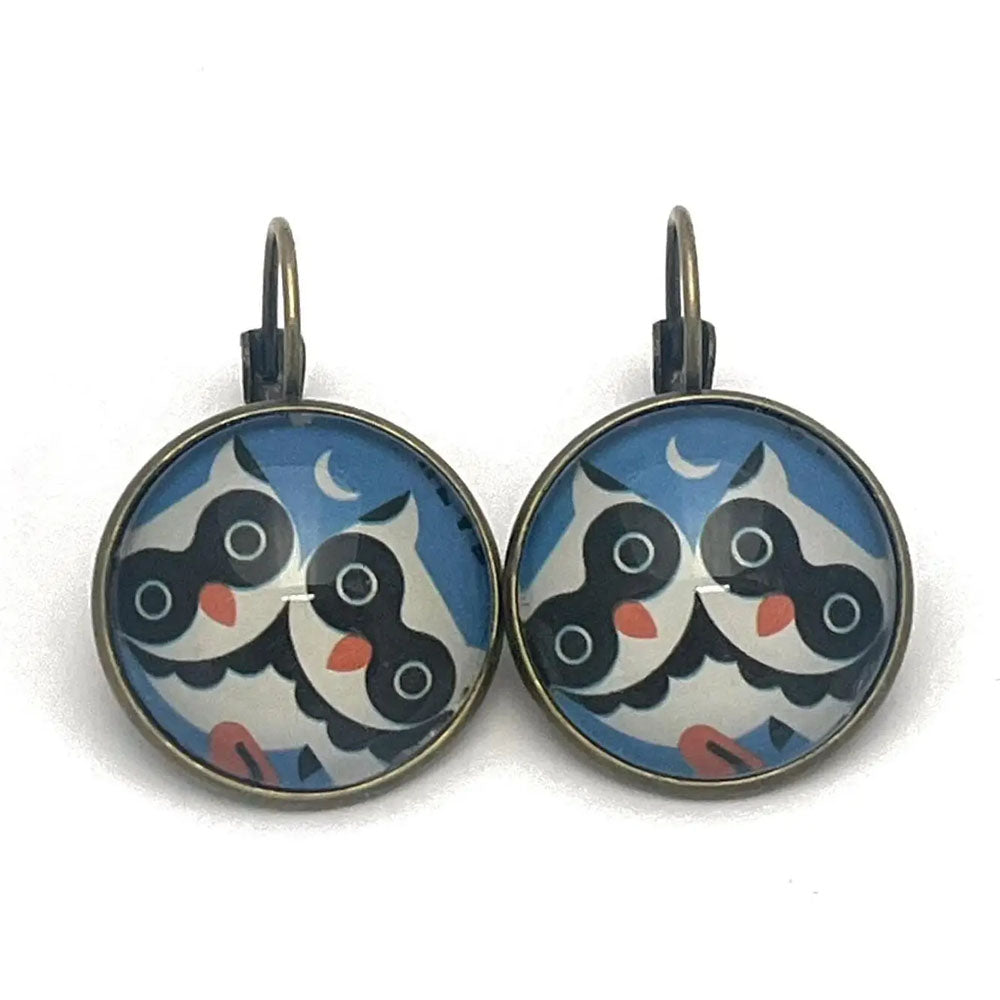 Postage Stamp Earrings - 1995 USA Baby Wild Animals Owls