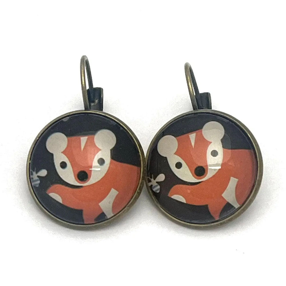 Postage Stamp Earrings - 1995 USA Baby Wild Animals Bear