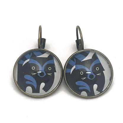 Postage Stamp Earrings - 1995 USA Baby Wild Animals Raccoon