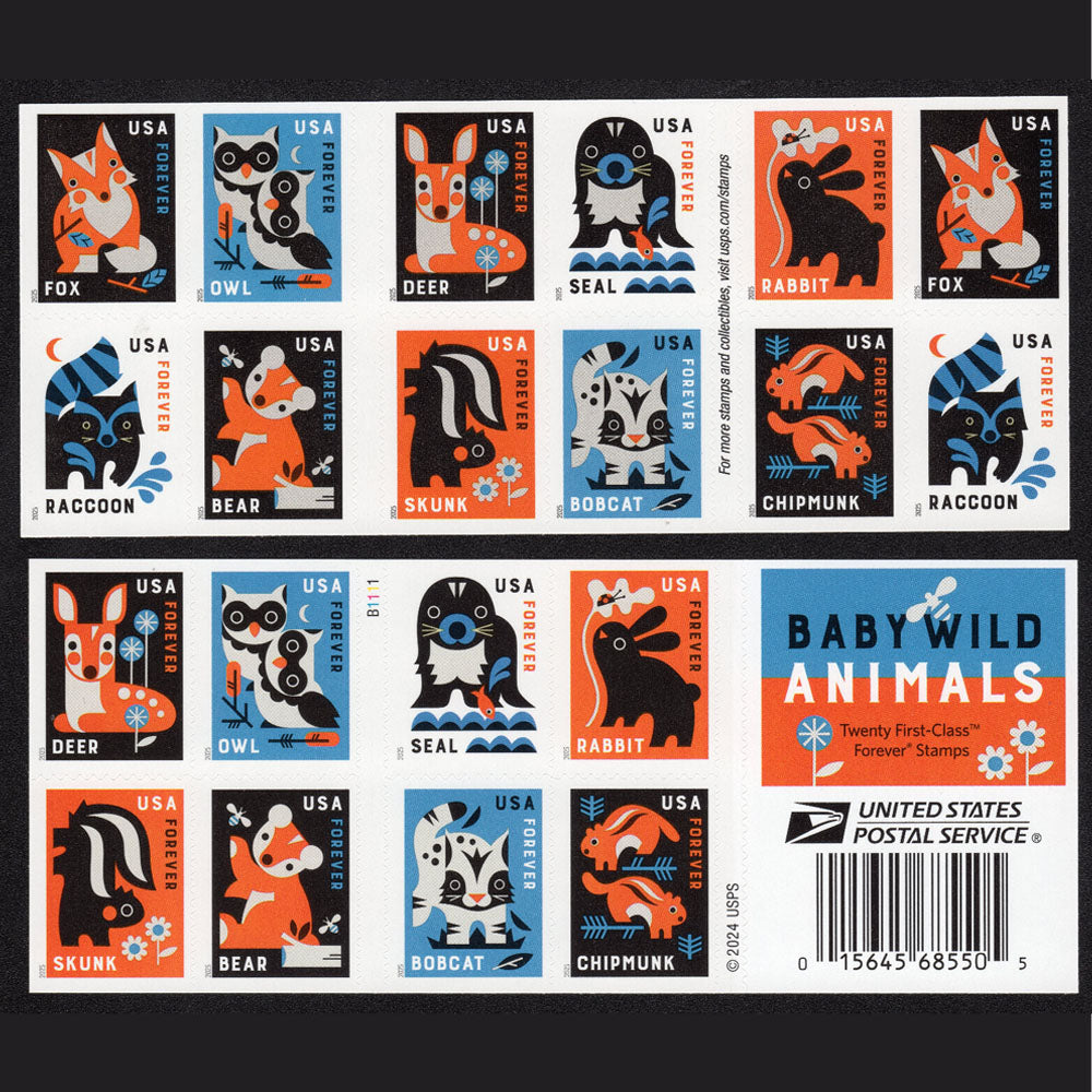 Postage Stamp Earrings - 1995 USA Baby Wild Animals