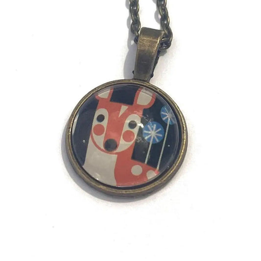 Postage Stamp Necklace - 2025 USA Baby Wild Animals Deer
