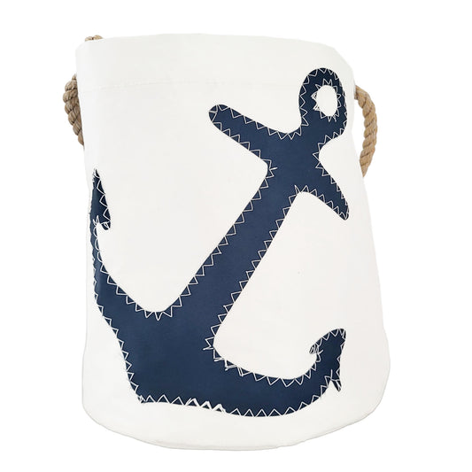 Sailcloth Bucket Bag - Navy Anchor