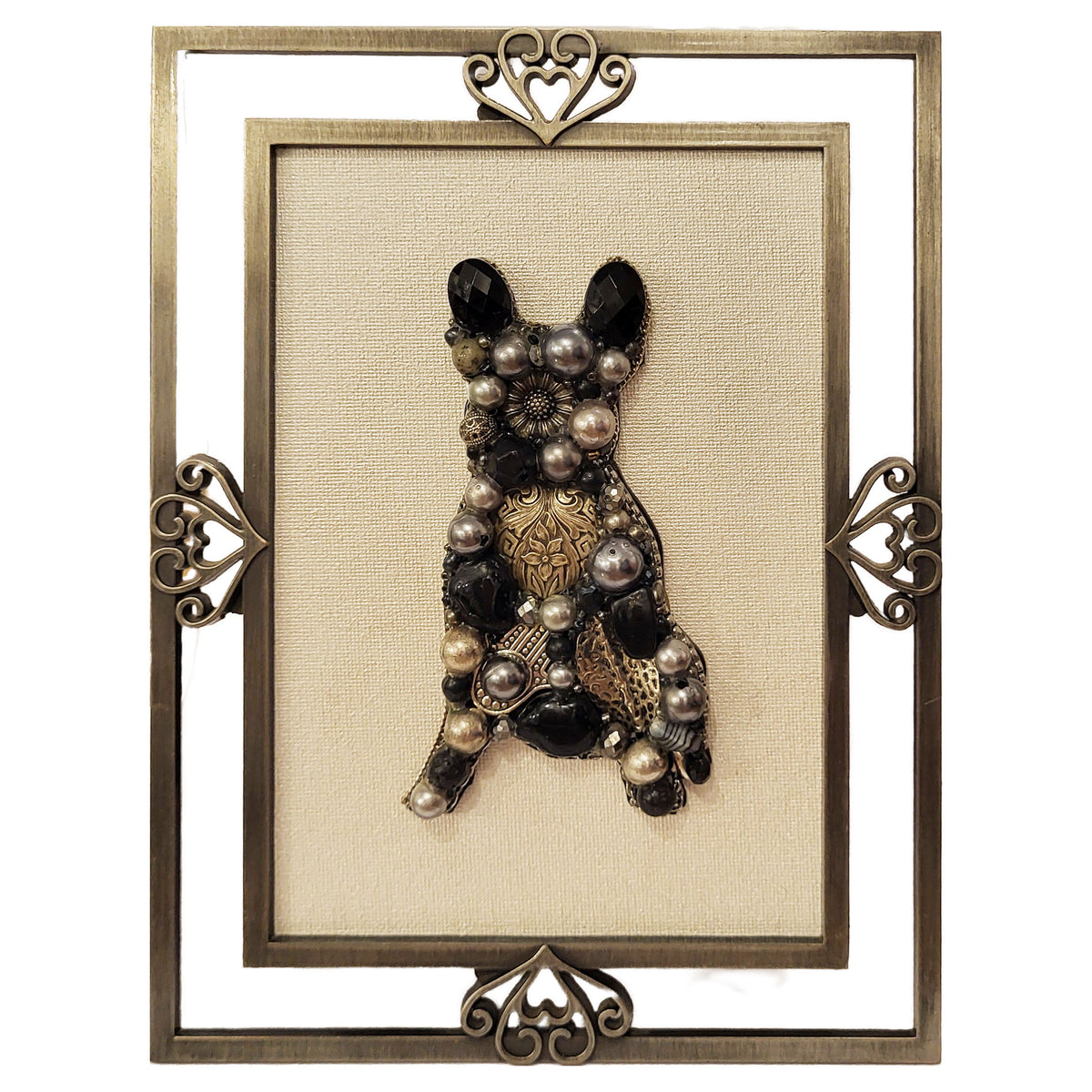 Jewelry Relief - Frenchie on Pewter Frame