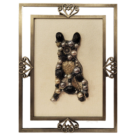 Jewelry Relief - Frenchie on Pewter Frame