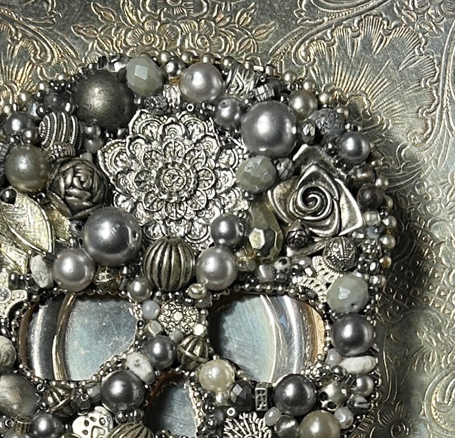 Jewelry Relief - Skull on Silver Tray