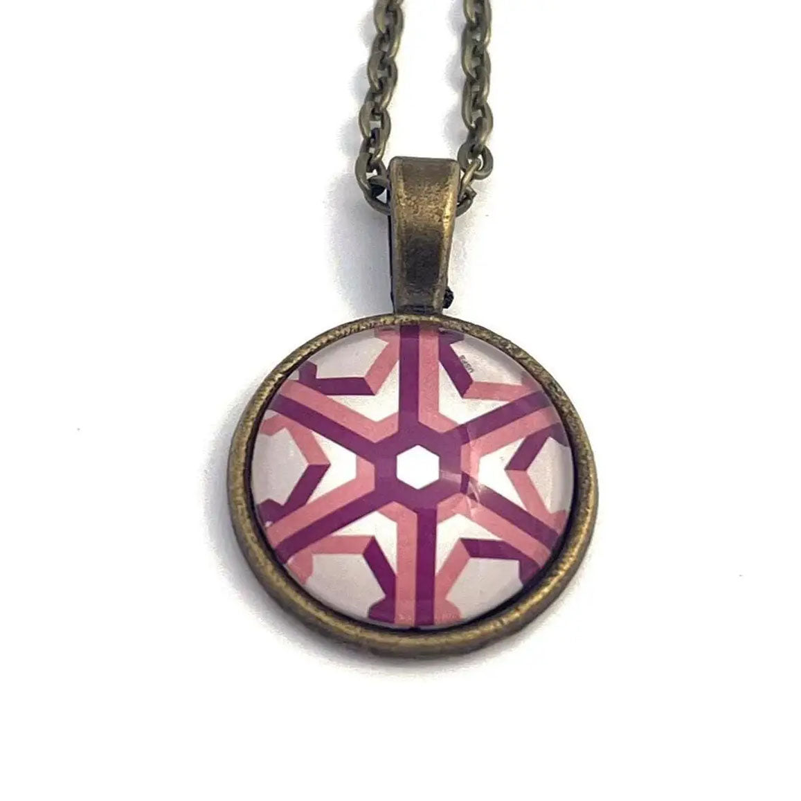 Postage Stamp Necklace - 2015 USA Geometric Snowflakes