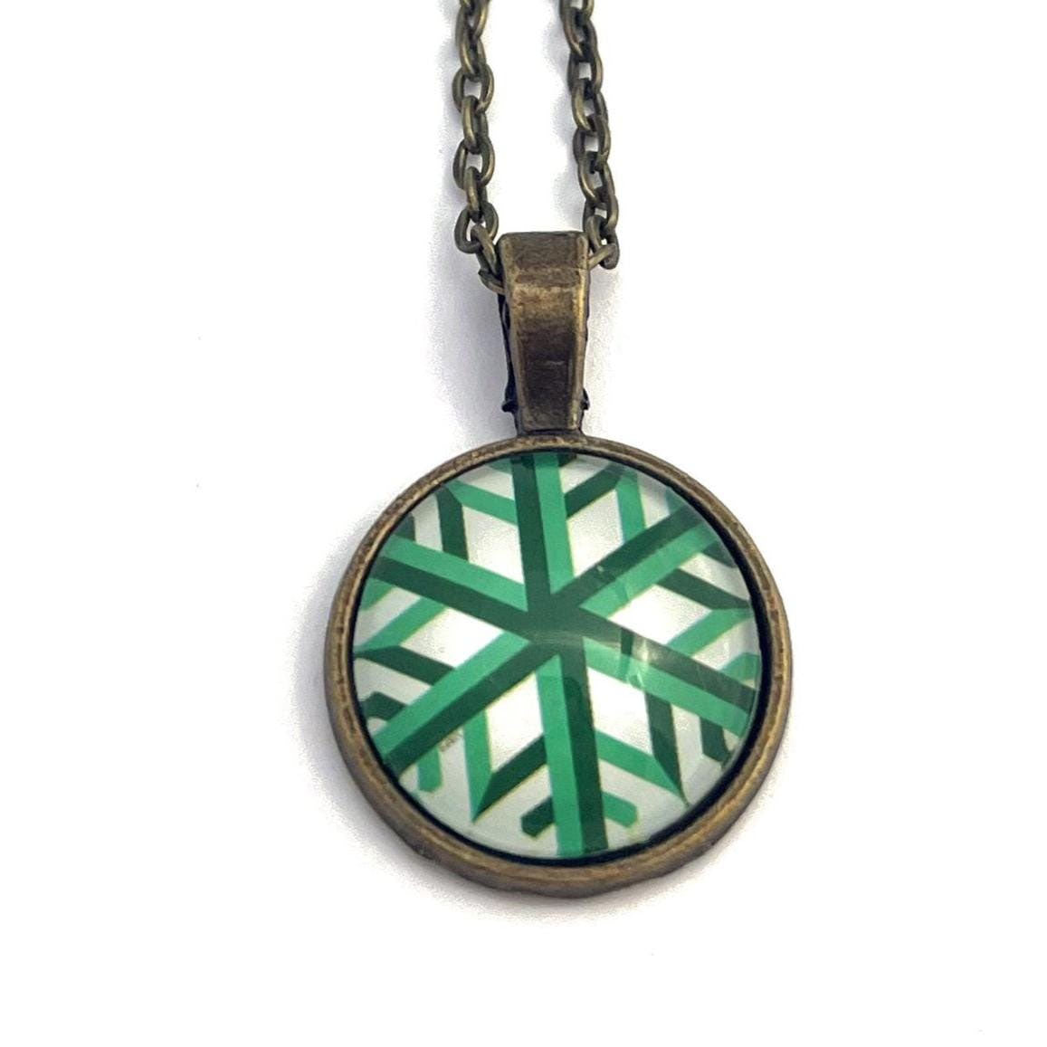 Postage Stamp Necklace - 2015 USA Geometric Snowflakes