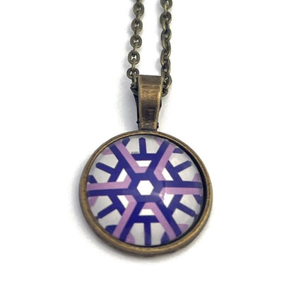 Postage Stamp Necklace - 2015 USA Geometric Snowflakes