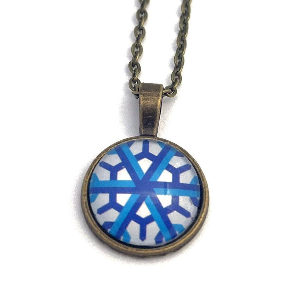 Postage Stamp Necklace - 2015 USA Geometric Snowflakes